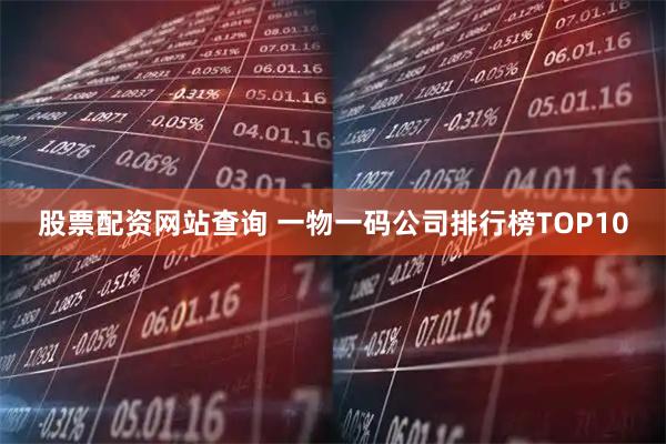 股票配资网站查询 一物一码公司排行榜TOP10
